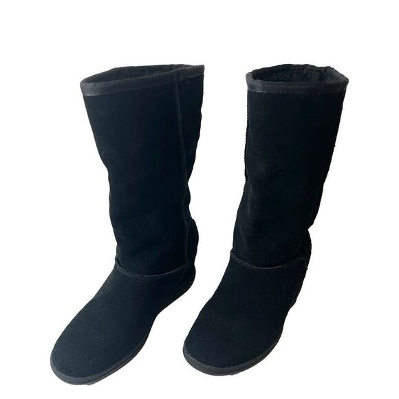 SKCH+3 Skechers Womens Sz 6 Black Suede Pull On Hidden Wedge Comfort Casual Boot - Picture 2 of 11